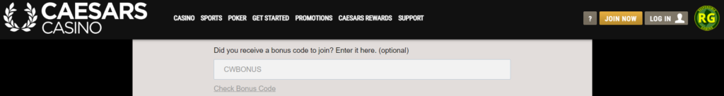 Caesars Casino Bonus Code